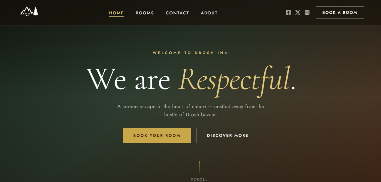 Drosh Inn homepage with seasonal photography