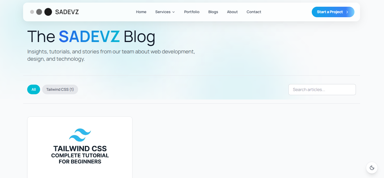 SADEVZ portfolio listing page
