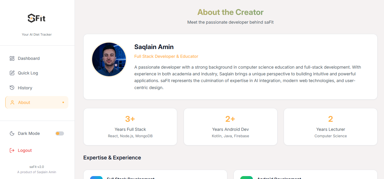 SaFit AI recommendations and meal suggestions